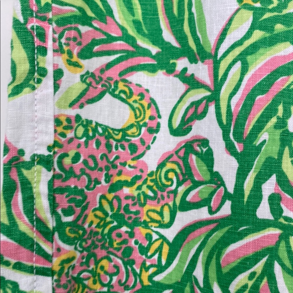 Lilly Pulitzer Beach Pants size Medium, Green and White Flare Pants - Picture 3 of 8
